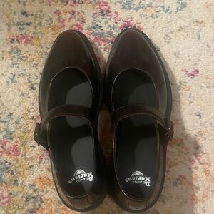 Dr. Martens Elphie Mary Jane Shoes in cherry red Leather